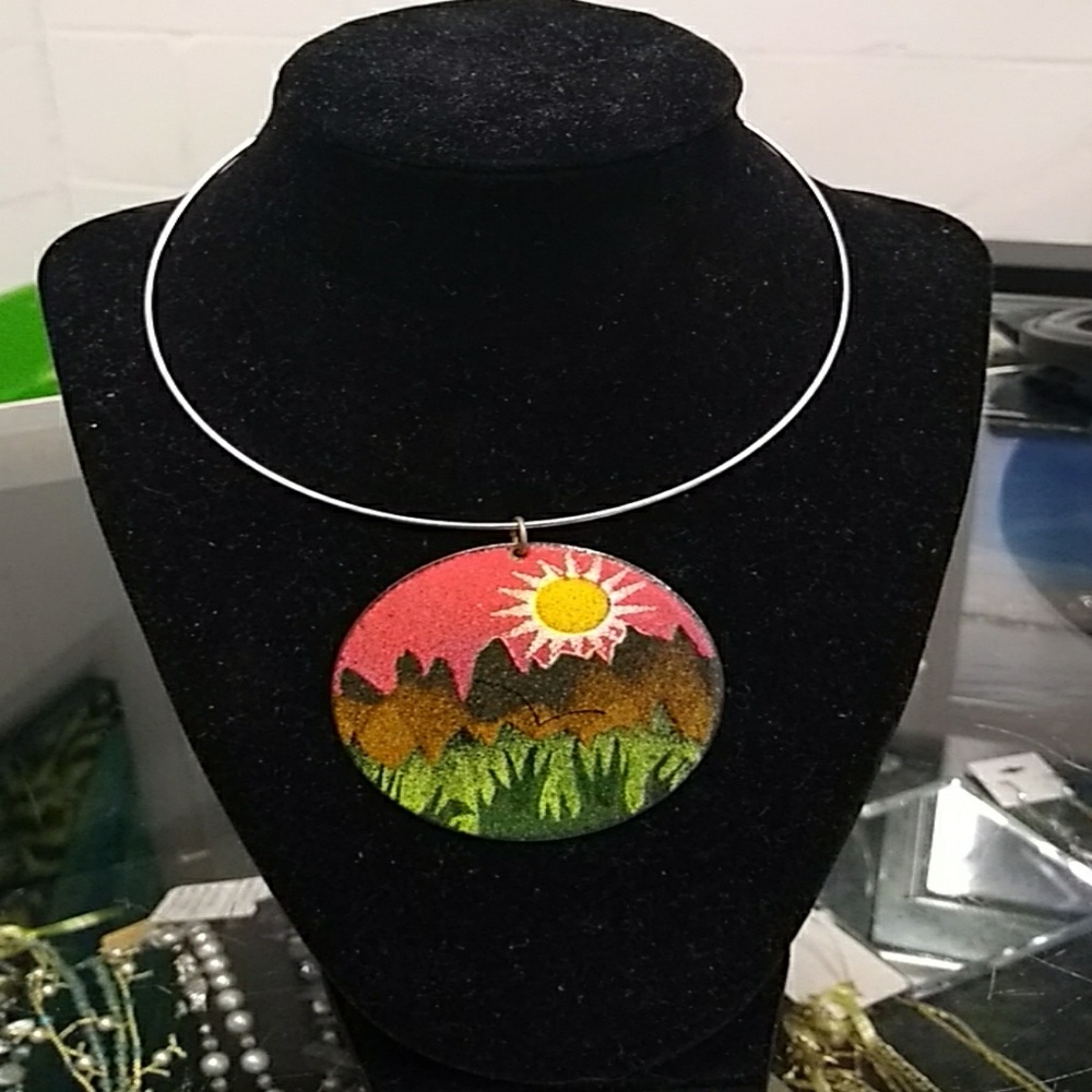 Vintage Painted Glass Necklace